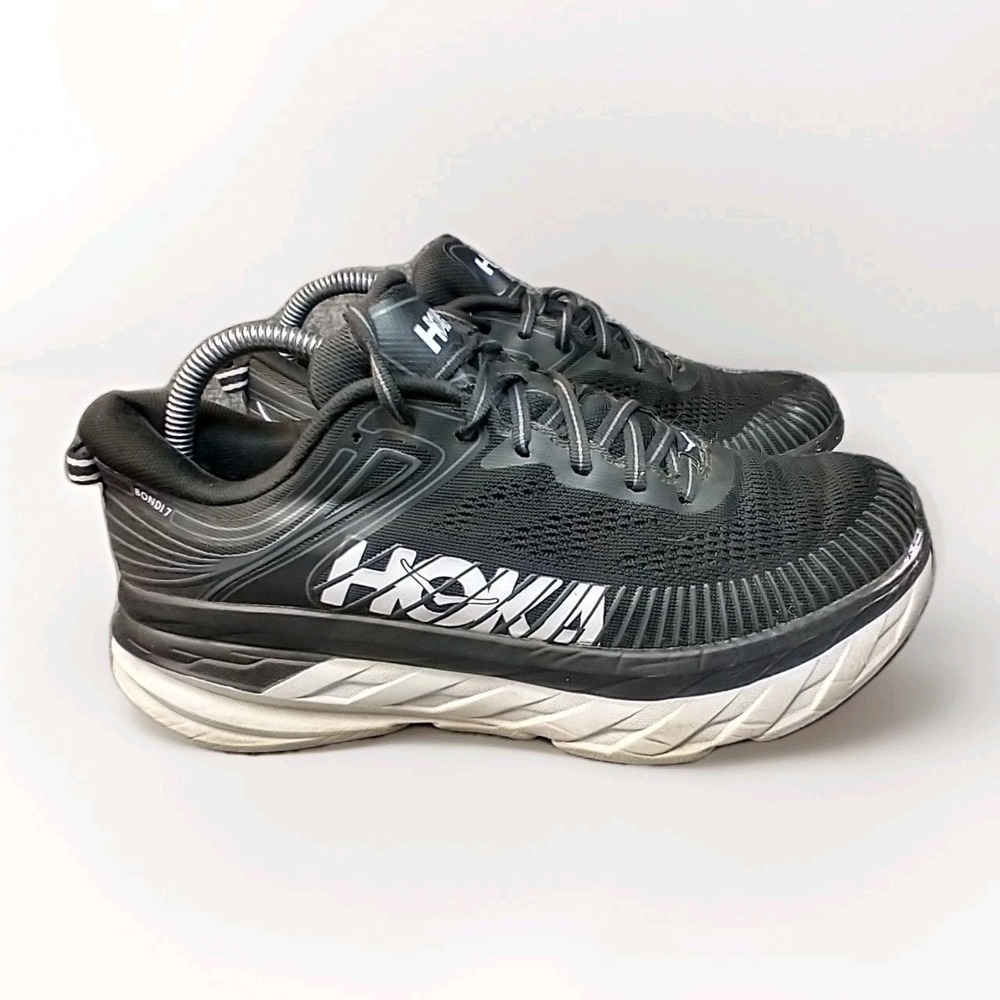 Hoka One One Bondi 7‎ Womens Running Shoes Black White 1110519 BWHT Size 9
